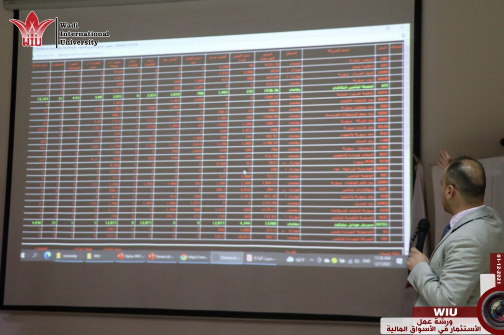 ورشة عمل بعنوان الاستثمار في الأسواق المالية -جامعة الواديWIU