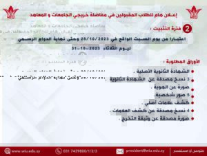 نتائج مفاضلة المركزية للكليات الطبية -صيدلة-طب-اسنان-في جامعة الوادي الدولية 2024- معدلات القبول - نتائج -رسوم التسجيل
